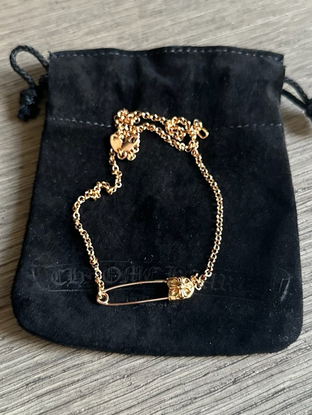 Chrome Hearts 22K Safety Pin Necklace